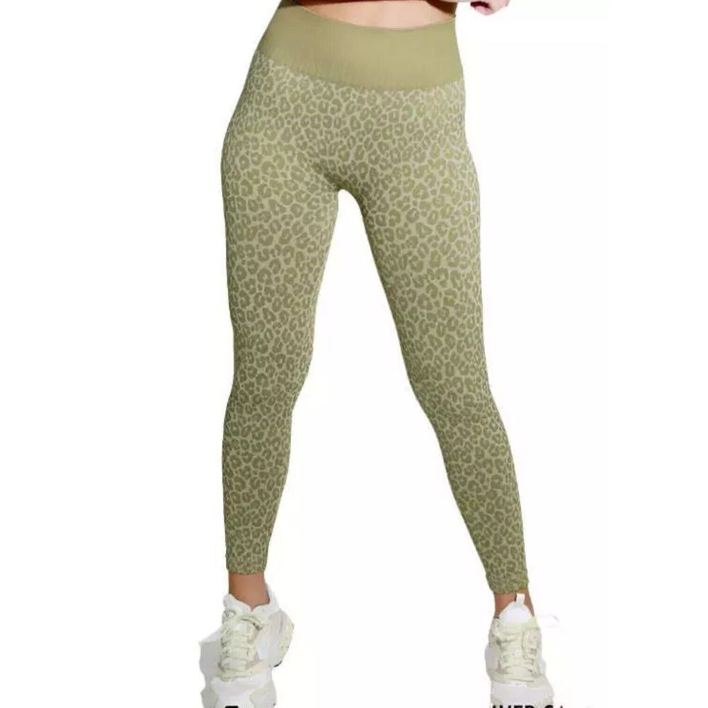 NikiBiki Legging Woman One Size Olive Green Leopard Animal Print Seamless Sporty